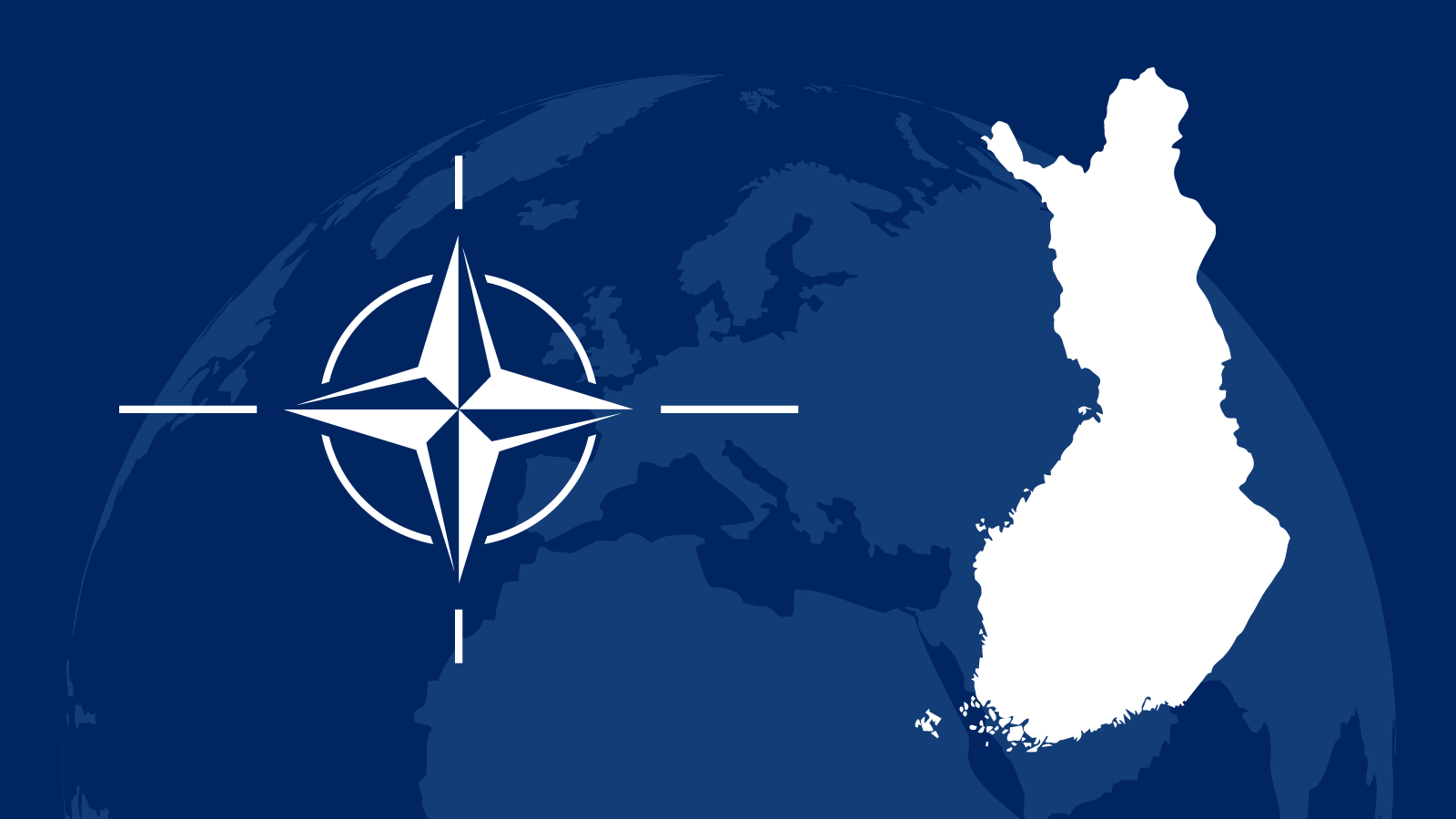 NATO:n logo ja Suomen kartta. Lähde: Valtioneuvosto