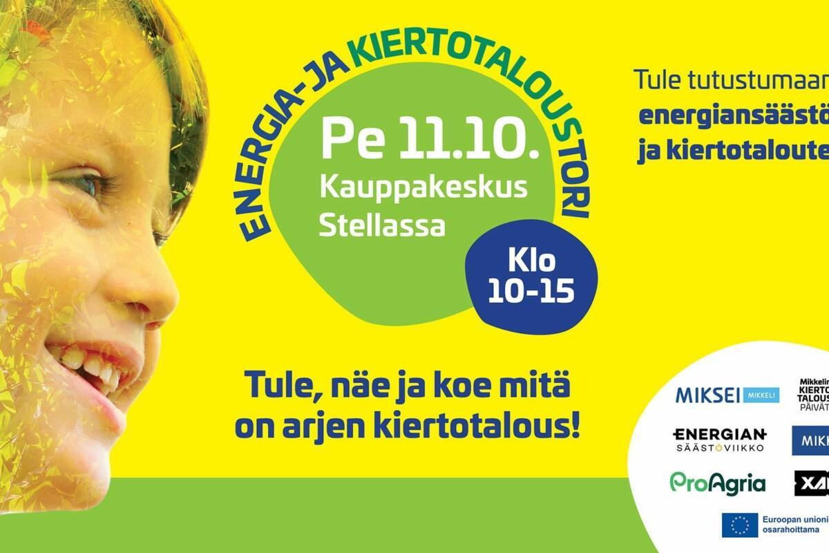 lapsen kasvot vasemmalla ovat kohti oikeaa, keltaisella pohjalla tekstiä ja logoja